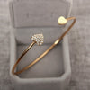 Adjustable Crystal Double Heart Bow Bilezik Cuff Opening Bracelet