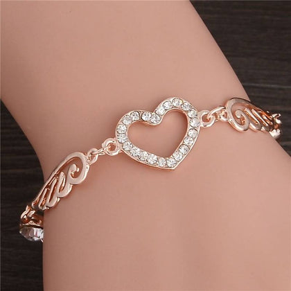 Flower Opal Charm Bracelets Gold Color Crystal Statement Bracelet
