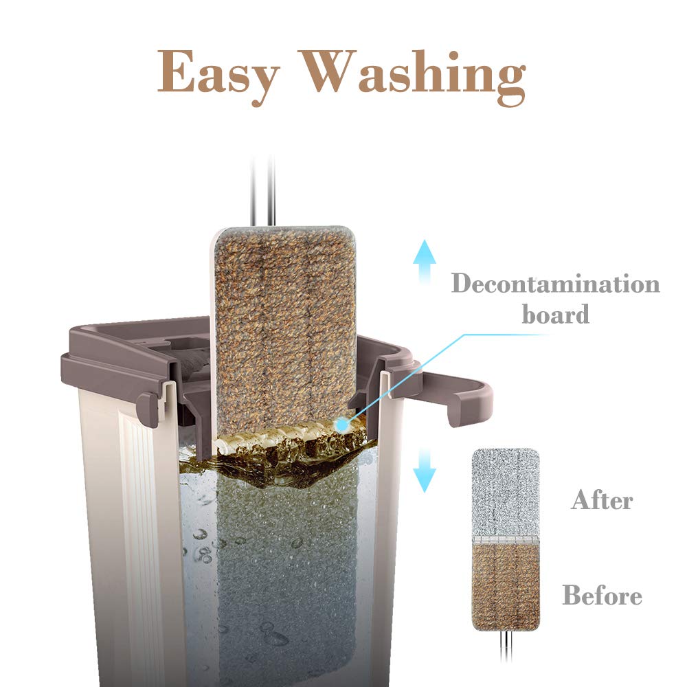 4 in 1 Flat Mop and Bucket Hand Free Wringing Floor Cleaning Mop