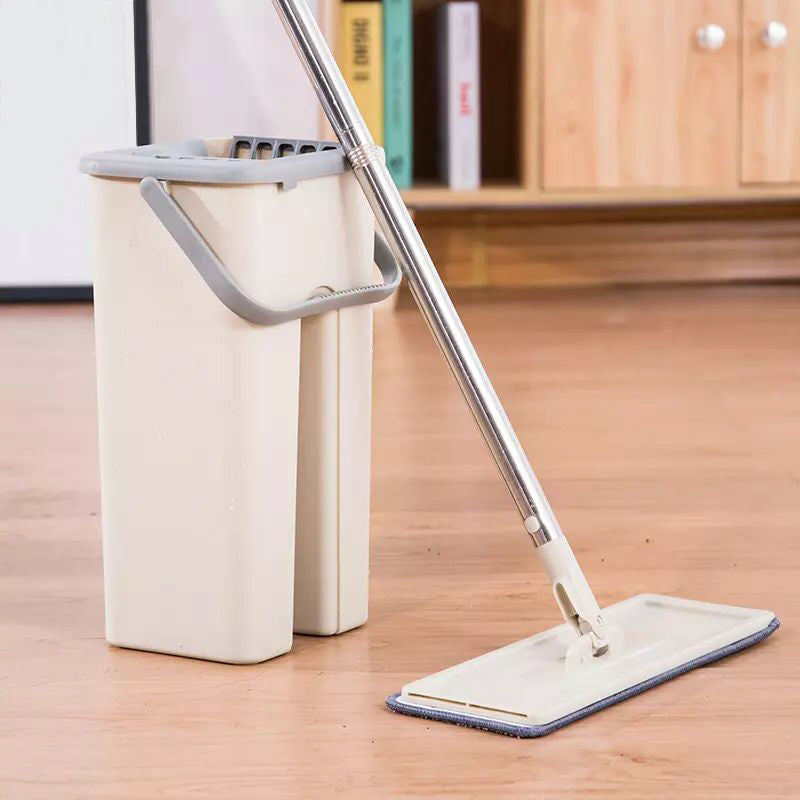 4 in 1 Flat Mop and Bucket Hand Free Wringing Floor Cleaning Mop