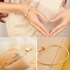 Adjustable Crystal Double Heart Bow Bilezik Cuff Opening Bracelet
