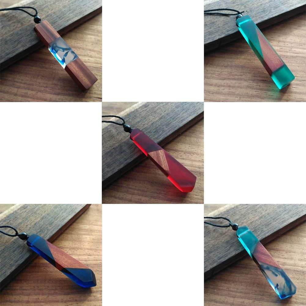 Handmade Vintage Resin Wood Pendant Necklace [10 Variants]
