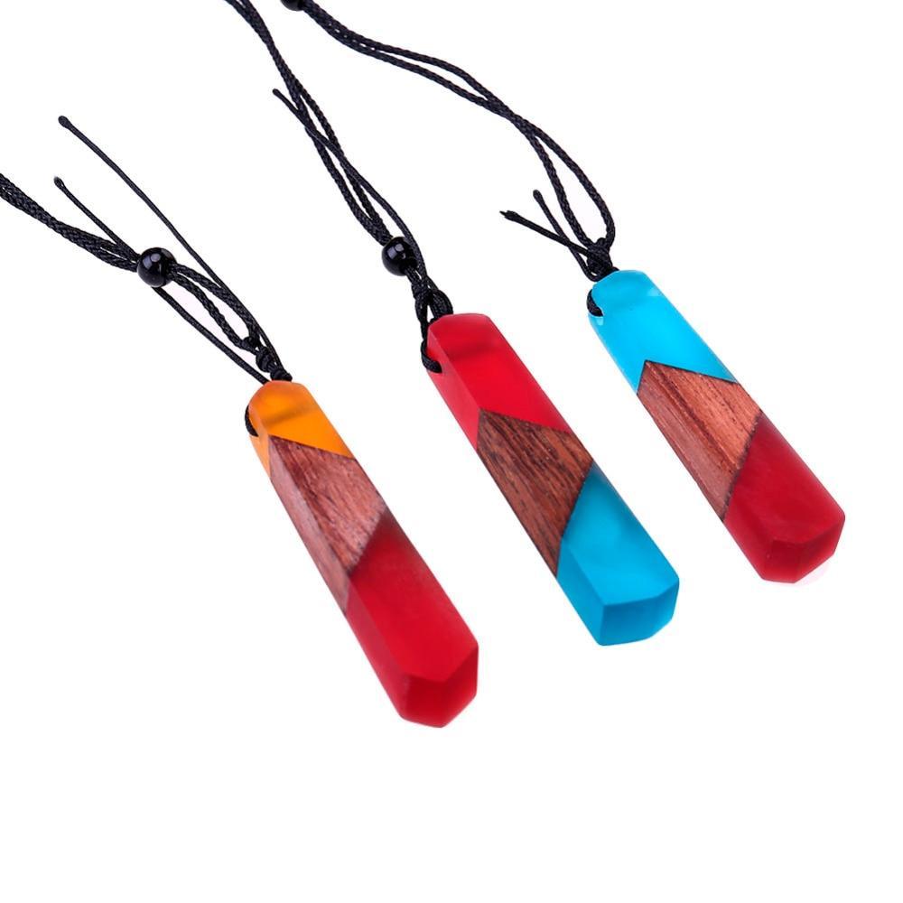 Handmade Vintage Resin Wood Pendant Necklace [10 Variants]