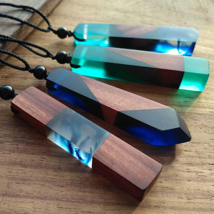 Handmade Vintage Resin Wood Pendant Necklace [10 Variants]