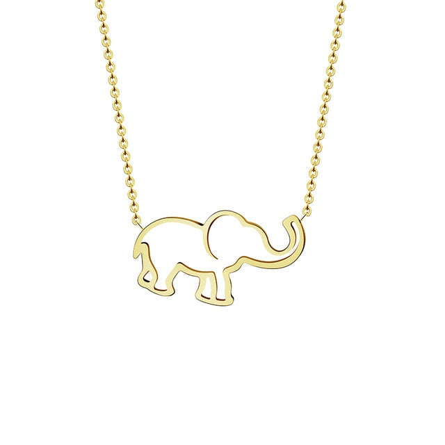 Collier Femme Stainless Steel Gold Chain Origami Elephant Pendant Necklaces