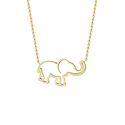 Collier Femme Stainless Steel Gold Chain Origami Elephant Pendant Necklaces
