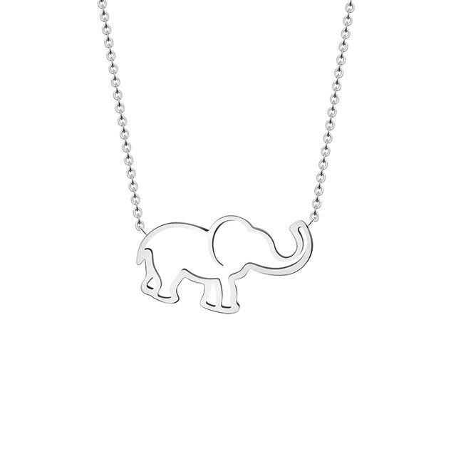 Collier Femme Stainless Steel Gold Chain Origami Elephant Pendant Necklaces