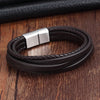 Stainless Steel Chain Genuine Leather Bracelet