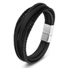 Stainless Steel Chain Genuine Leather Bracelet