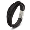 Stainless Steel Chain Genuine Leather Bracelet