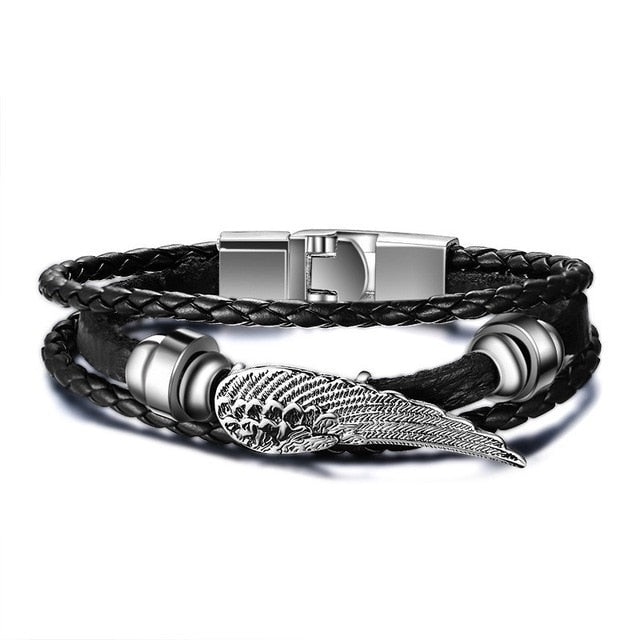 Vnox Lucky Vintage Men's Leather Bracelet Playing