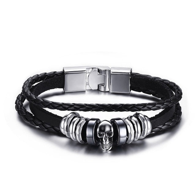 Vnox Lucky Vintage Men's Leather Bracelet Playing