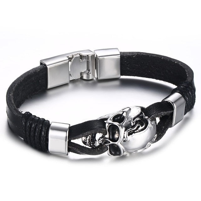 Vnox Lucky Vintage Men's Leather Bracelet Playing
