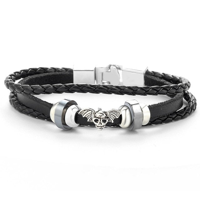 Vnox Lucky Vintage Men's Leather Bracelet Playing