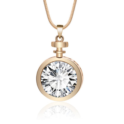 Big Round Clear Austrian Crystal Pendant Necklace