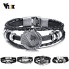 Vnox Lucky Vintage Men's Leather Bracelet Playing